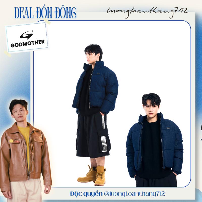 GODMOTHER x luongtoanthang712 Áo Phao Boxy Denim Unisex Form Lửng GODMOTHER 2025