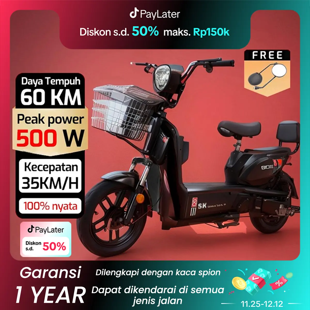 Sepeda Listrik / Sepeda Motor Listrik 48V12A / Sepeda Listrik Dewasa / Sepeda Motor Listrik / Sepeda Motor Listrik Ban Roda Kaki