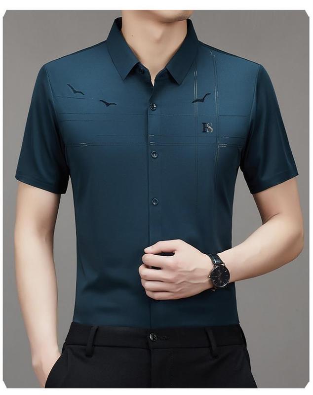 Kemeja Pria Premium: H2 Casual Formal Kerah Hitam Pria Atasan Jeans 1