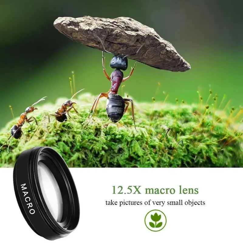 Phụ Kiện Ống Kính Điện Thoại Di Động 2 Trong 1 0,45x 49uv Kẹp Ống Kính 37Mm Ống Kính Góc Siêu Rộng + Ống Kính Macro HD Dành Cho iPhone Và Android 2
