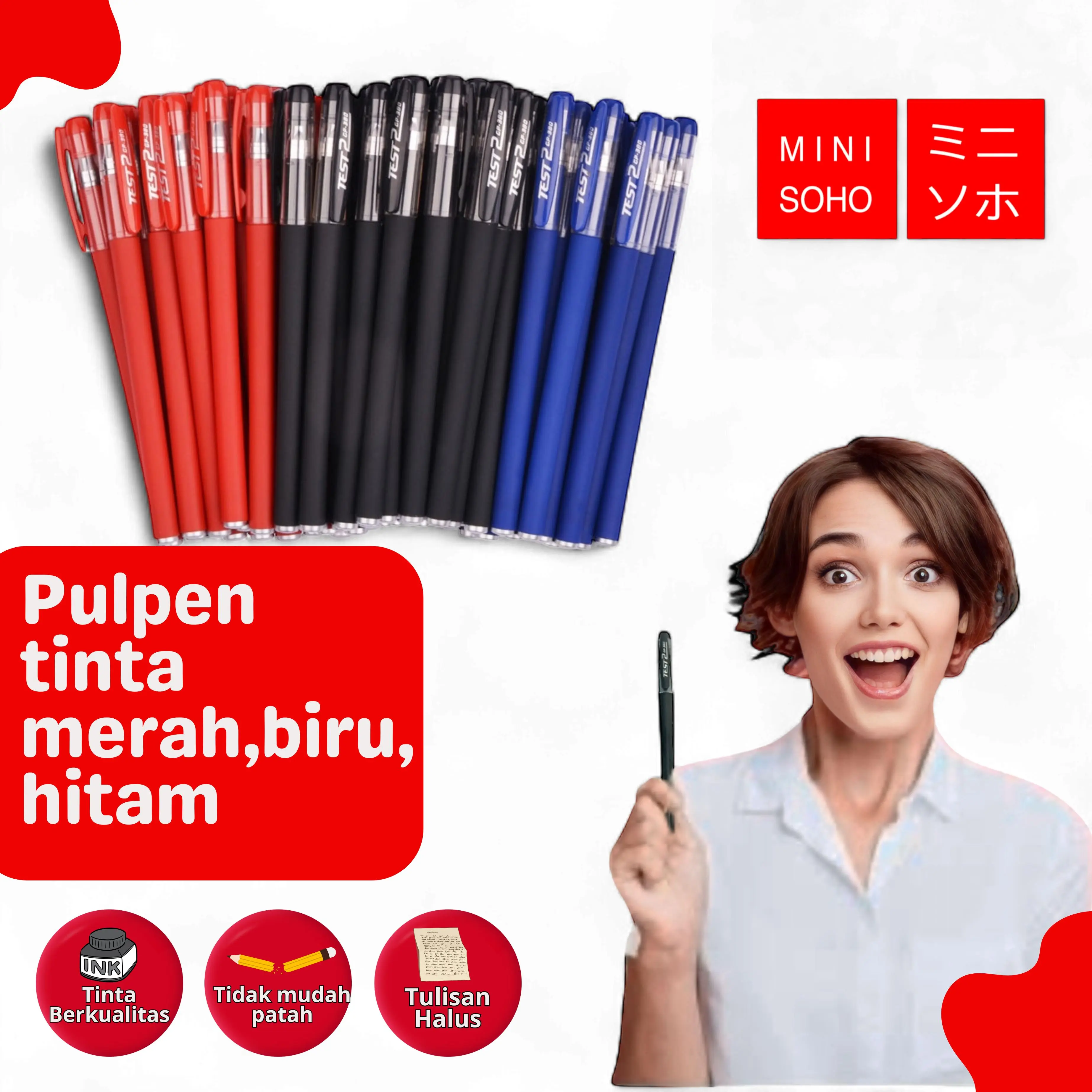 Pulpen Tinta Hitam Menulis Menggambar Untuk Kantor Mahasiswa Pelajar  isi 20 Pcs Bisa Cod