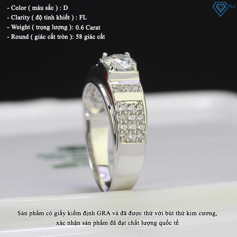 Nhẫn nam Moissanite 5.5mm bản nhỏ kiểm định GRA xi bạch kim sang trọng NNAM0014…