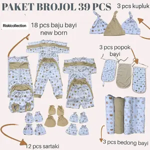 (39 PCS) Paket lahiran bayi Lengkap ,Baju Bayi Baru Lahir Baju Celana Bedong Sartaki popok Kupluk Katun