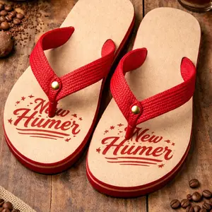 Sandal Jepit hmr Merah dengan Desain Bintang dan Logo Mewah untuk Keseharian Anda
