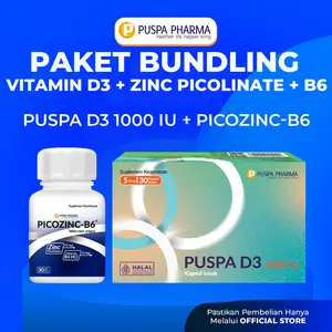 Paket Bundling - 1 Btl Picozinc + B6 30 Tablet & 1 Box Puspa D3 30 Capsule Lunak