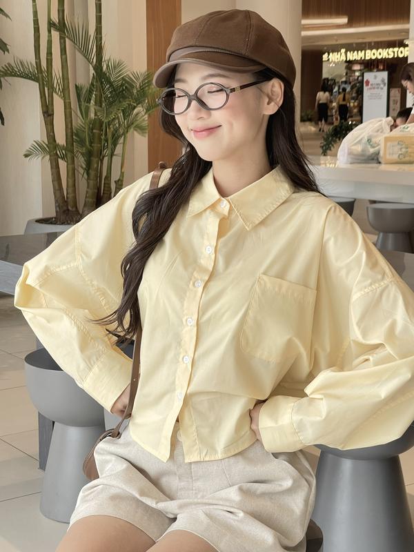 Áo Sơ Mi Croptop Dáng Rộng, Áo Somi Kiểu Dây Buộc Lưng Tay Rộng Chất Vải Thô Nến Miho House | BigBuy360 - bigbuy360.vn