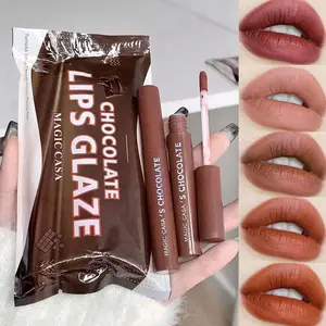 ￼(5Pcs) Paket Lipstik Matte Cokelat Lipstik Matte Anti Air Tahan Lama Yang Tidak Luntur Set Lipstick Velvet Matte Tidak Menempel Ke Piala Waterproof Bibir Lip Glaze Matte Chocolate