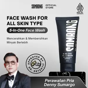 SOMBONG 5-in-1 Face Wash With Coffee & Ginseng Perawatan Sabun Muka Cowok Pembersih Wajah Pria 100ml Mencerahkan