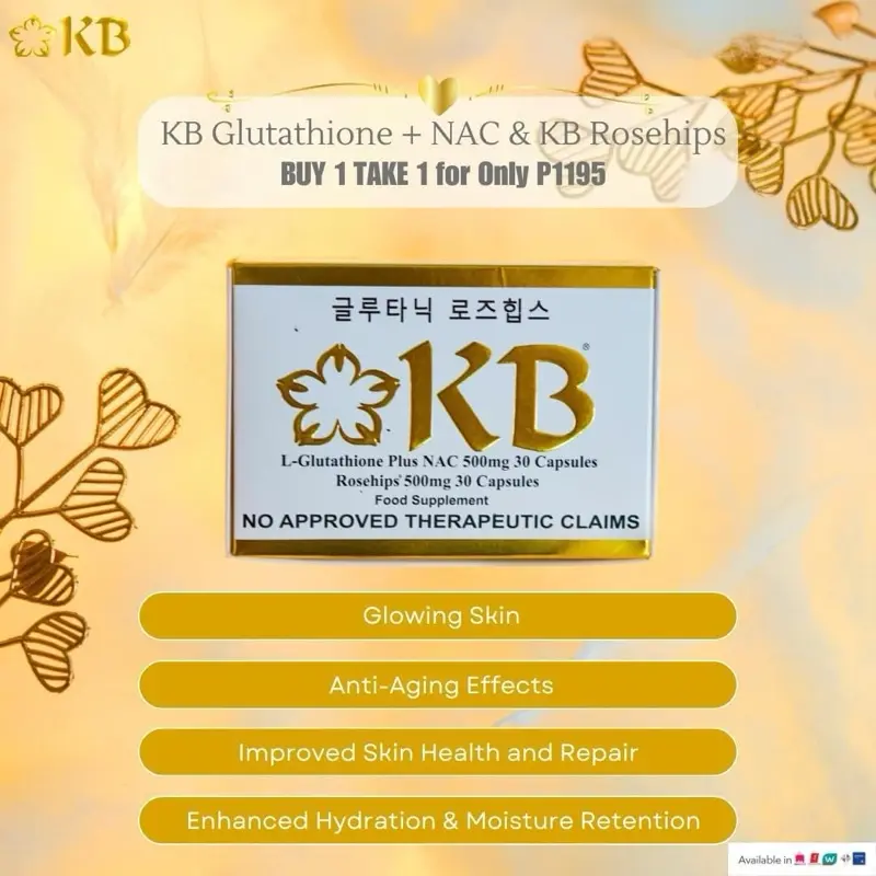 BUY 1 TAKE 1 KB Glutathione with NAC 30 capsules 500mg and Rosehip 30  capsules 500mg GMO Free Gluten Free Skin Care Hair & Nail Care Food  Supplement Edible Healthcare Beauty Health