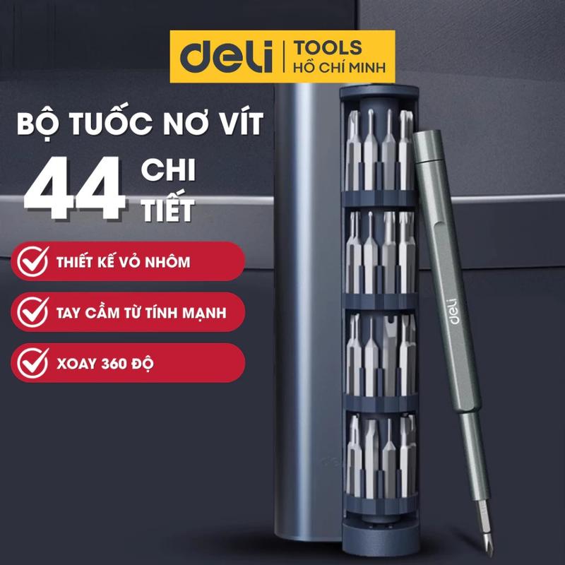 Bộ Tuốc Nơ Vít Đa Năng Deli 44 Chi Tiết Cao Cấp Mini Gia Dụng - Tua Vít Có Nam Châm Từ Tính Dễ Dàng Sửa Chữa Điện Thoại Máy Tính Bảng Máy Ảnh