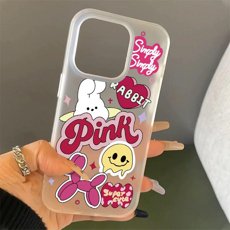 Blissful Case  For IPhone 14 13 16 15 12 11 Pro Max SE 16 8 6 7 15 Plus XR X XS Max 16Plus 15Plus 14Plus 8Plus 7Plus Colorful Graffiti Happy Smile Painting Art Pattern Luxury Bracelet Large Hole Frosted