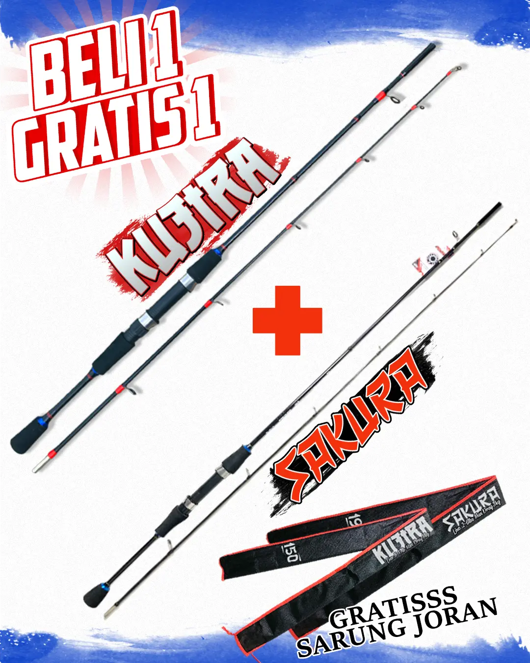 PROMO BELI 1 DAPAT 2 Joran Kujira 150, 165cm Max 10kg dan UL Sakura 150, 180cm ikan umpan Pancing
