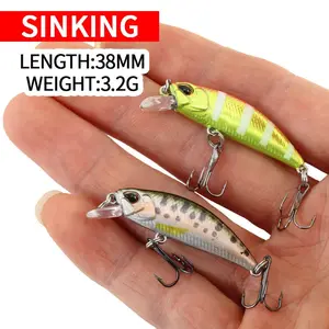 2024 Hot 38mm 3.2G Mini Sinking Minnow Fishing Lures Jerkbaits Peche Artificial Bait Wobbler Lure for Trout Bass Carp Fishing - B
