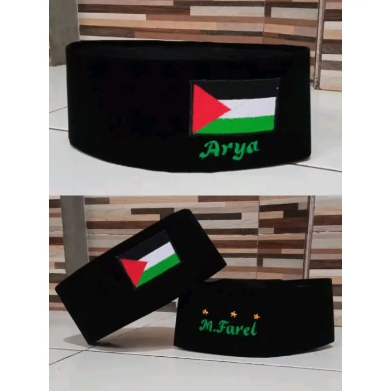 peci logo bendera Palestina/bisa pake nama anak sendiri