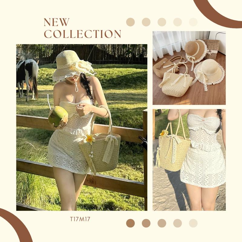 [XẢ HÀNG]Combo Mũ Cói Đi Biển Phong Cách Sang Trọng T17M17