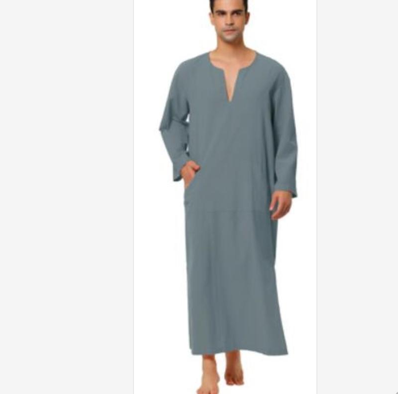 Product Introduction of 2024 Discount Fashion Hot Style Arabic Style Simple Long Men's Muslim Robe Men's 3