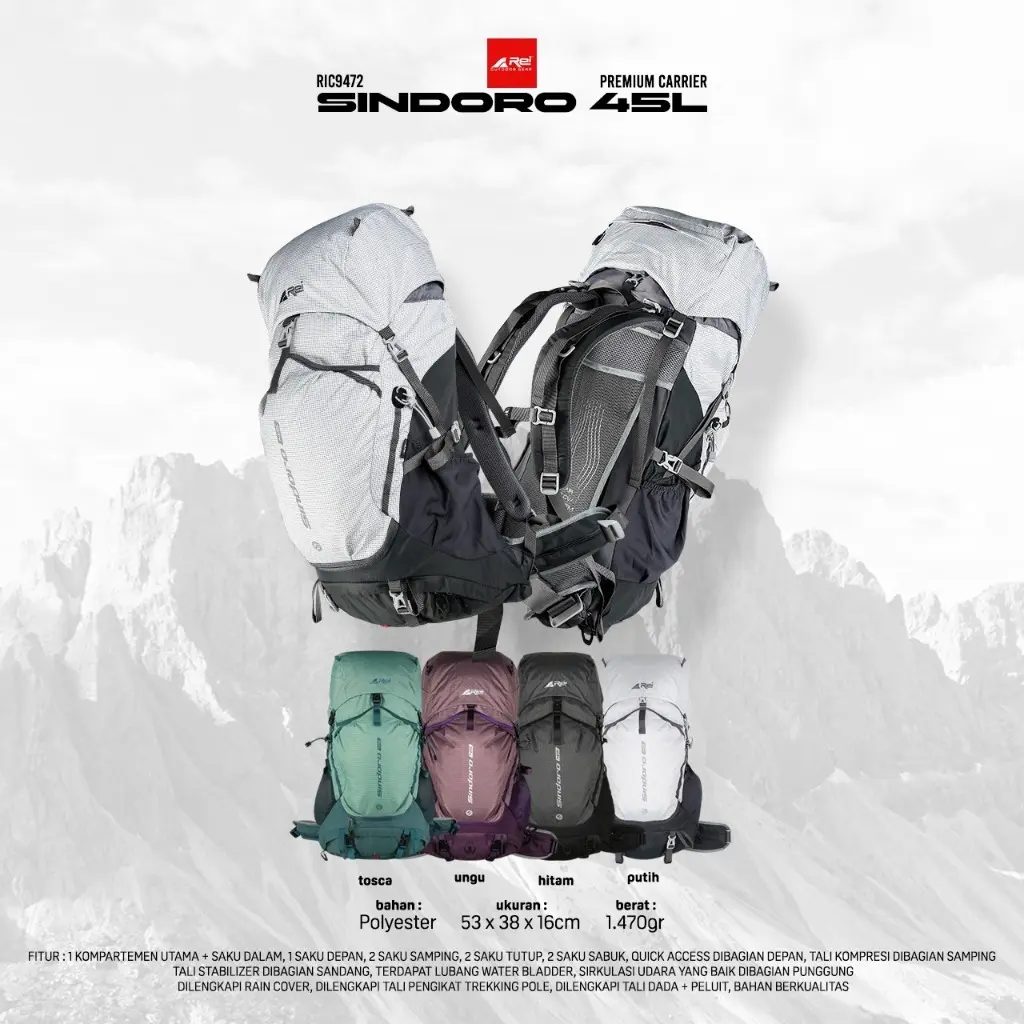 Tas Gunung / Carrier Premium Sindoro 45 Liter Arei Outdoorgear
