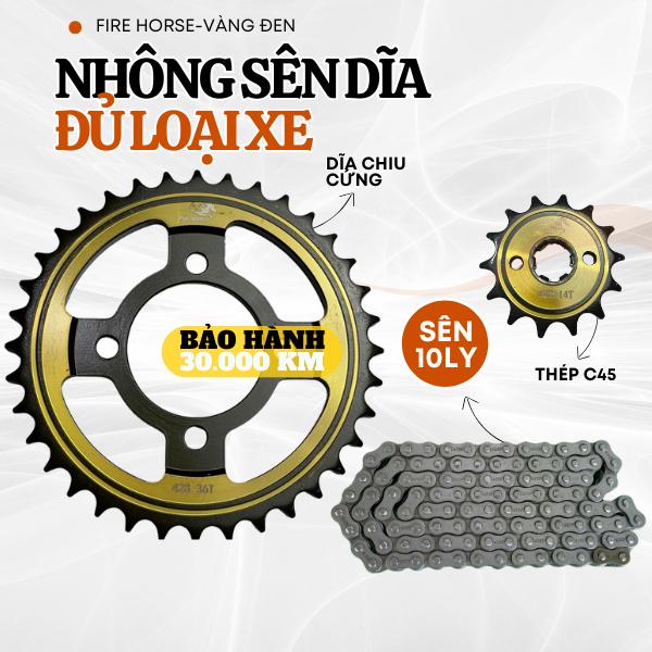 Nhông Sên Dĩa Vàng Socola Sên 10LY-Thương Hiệu FIRE HORSE Bảo hành 30.000 KM