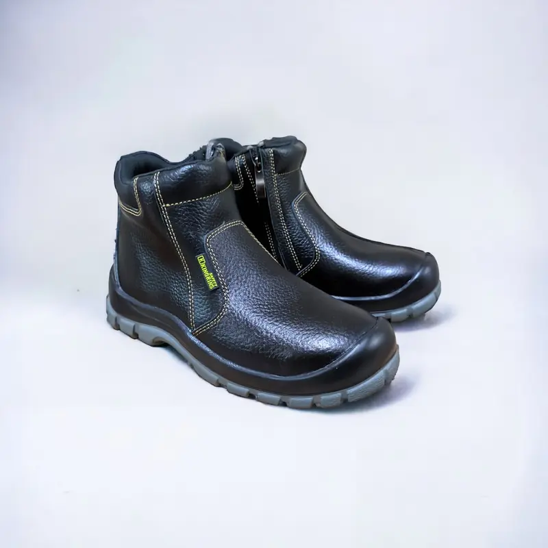 KINGRINS Sepatu safety kerja ujung besi kulit asli tahan panas anti slip / sepatu kerja welder proyek kontruksi Riri RD 1