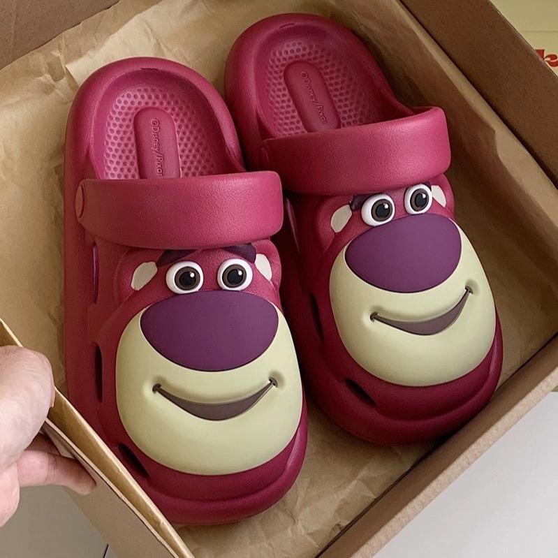 Sandal Lotso Beruang Stroberi Sandal Kartun Lucu Shoes Sendal Wanita Karet Cewek Cowok 1