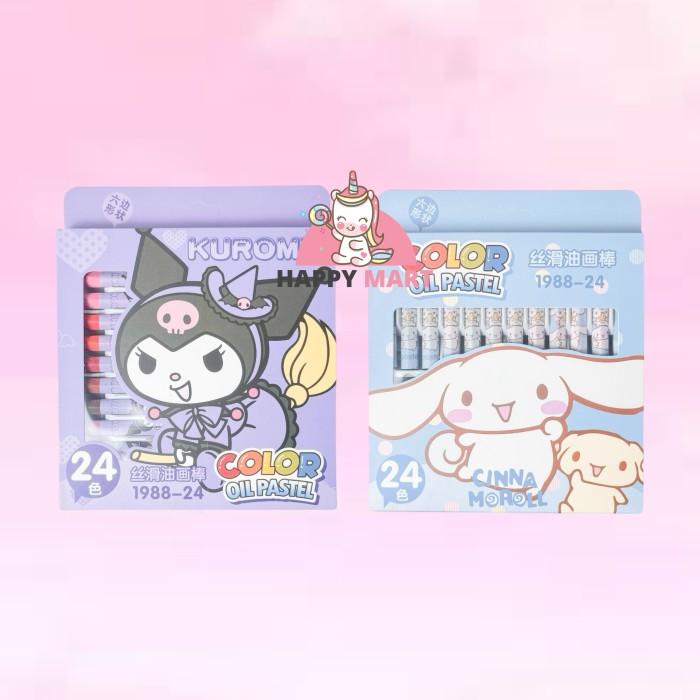 Crayon oil pastel 24collors motif sanrio kuromi / cinnamoroll 1