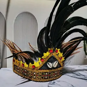 Mahkota Bulu Adat Dayak Etnik UNISEX Model Terbaru Aksesoris Handmade Kualitas Premium Tahan Lama & Ringan Bahan Berkualitas Finishing Rapih Estetik Menarik