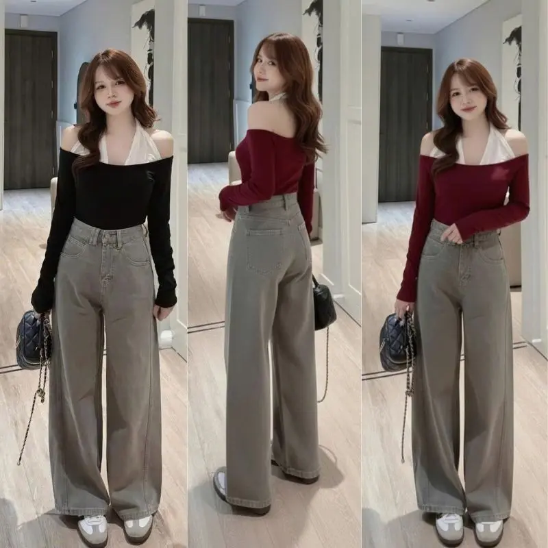 [ Xả Kho ]-HL02 Áo Thun Nữ Hàn Quốc Ôm Dáng Trễ Vai Phối Yếm Thời Trang | BigBuy360 - bigbuy360.vn