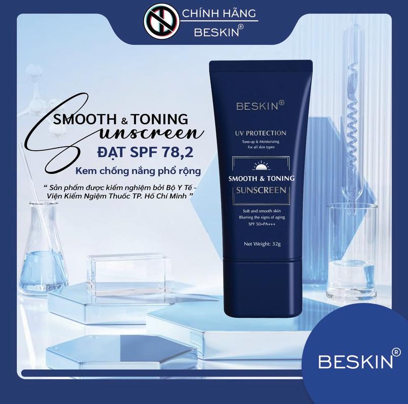 [BE-01] KEM CHỐNG NẮNG PHỔ RỘNG "SMOOTH & TONING SUNSCREEN" SPF 50+ PA+++ - Dung tích: 32g - Thương Hiệu: Beskin