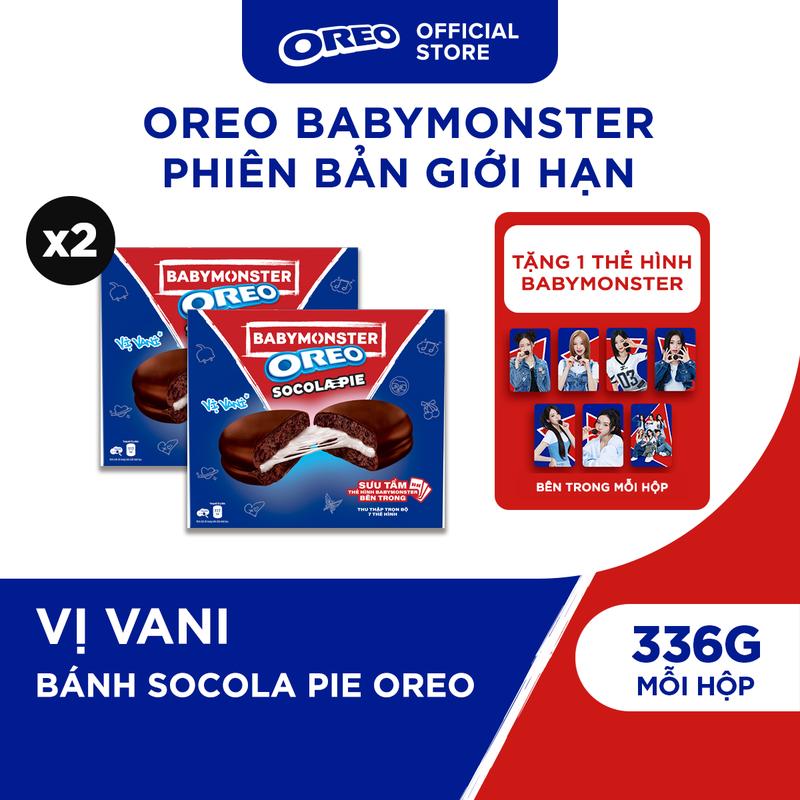 TẶNG CARD NGẪU NHIÊN OREO BABYMONSTER Bánh Socola Pie Vị Vani 336g Combo 2