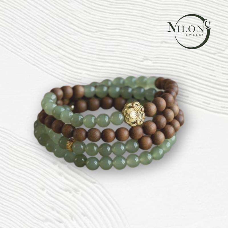 Milon Vòng Tay Hai Vòng Hạt Tròn Gỗ Đàn Hương, Vòng Tay Tươi Mới Phụ Kiện Đeo Tay,6mm Vòng tay tràng hạt,Thích hợp làm quà tặng, tụng kinh