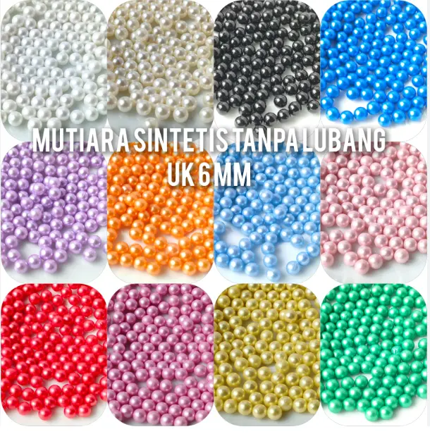 50 Gram Mutiara Akseesoris Tembak Tanpa Lubang 6mm