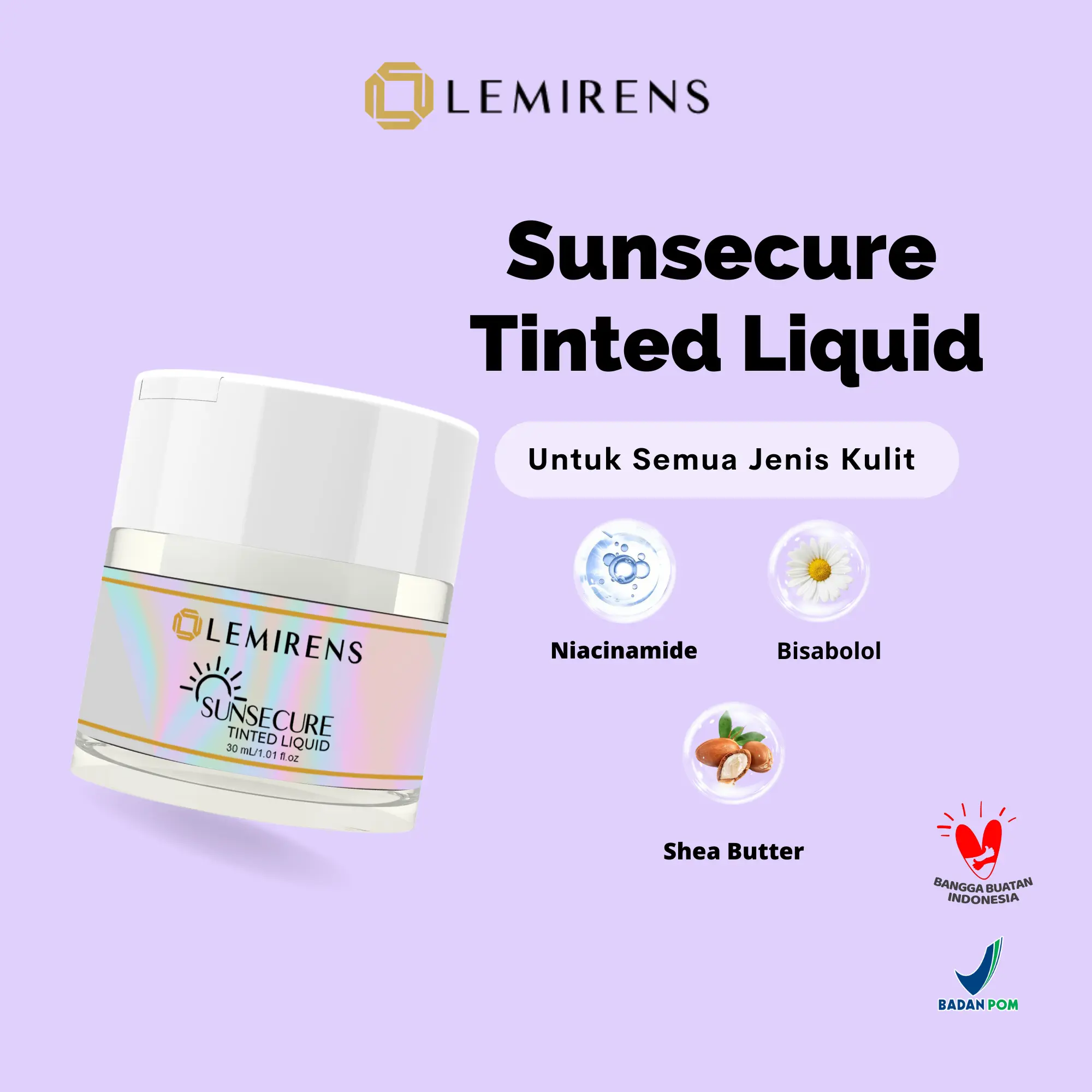 Sunsecure Tinted Liquid, Sunscreen untuk perlindungan dari sinar matahari. Bantu melembabkan, meratakan warna kulit jadi glowing, tone up, dan coverage light