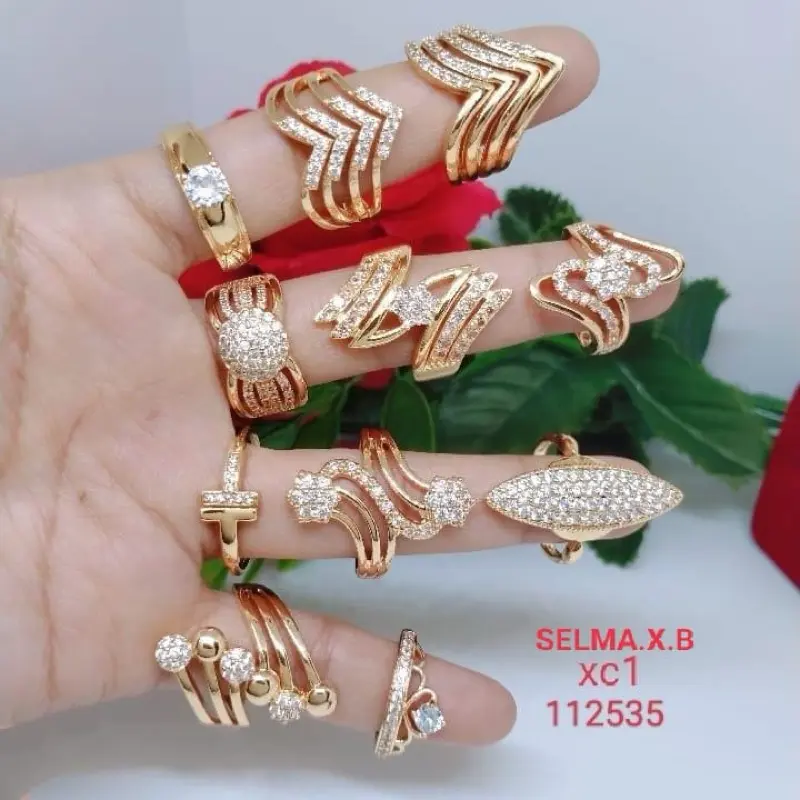 Cincin Perhiasan Aksesoris Titanium Tembaga Xuping Rodium Perhiasan Lapis Emas 18 24 Karat G1-C2