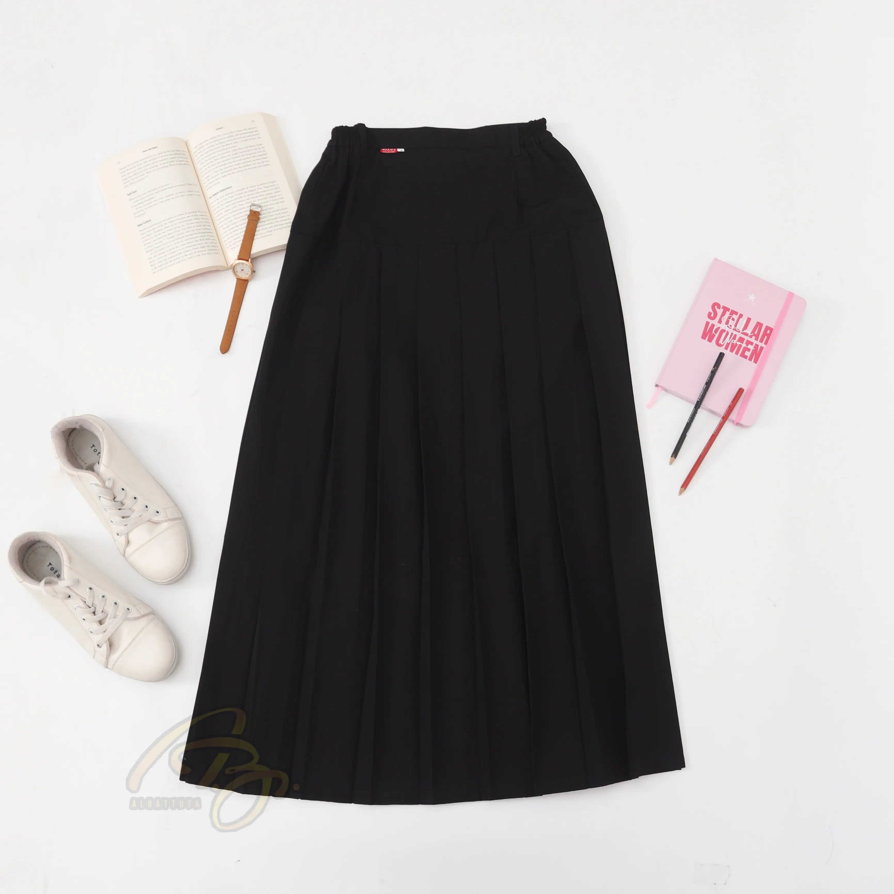 Rok Rempel Bawah Pinggang Hitam | Seragam Sekolah | Rok SMP | Rok SMA