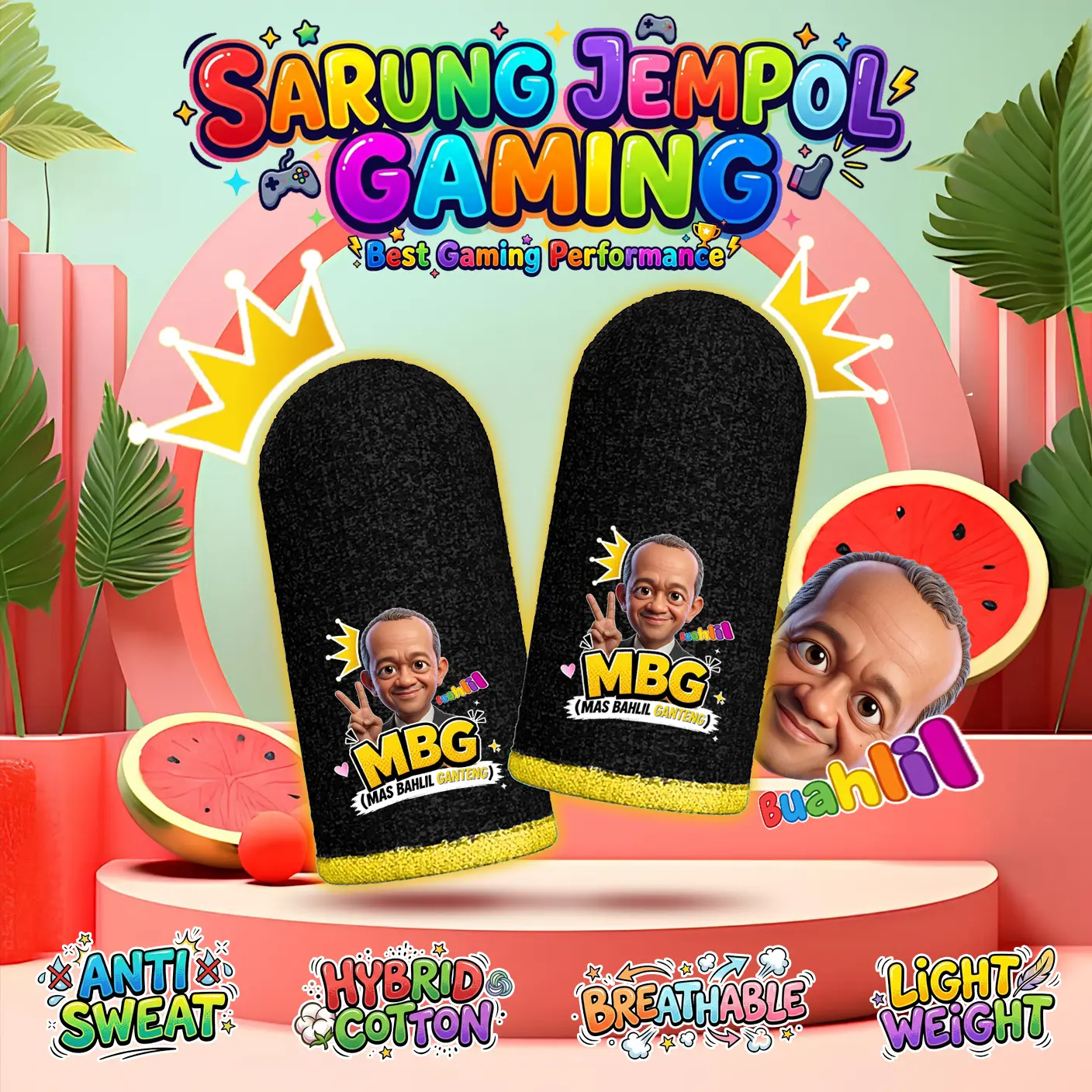 BISA COD] Sarung Jempol Gaming MBG MASBAHLILGANTENG Esport PUBG ML Free Fire / Finger Sleeve Esport Premium Anti Keringat Akurat
