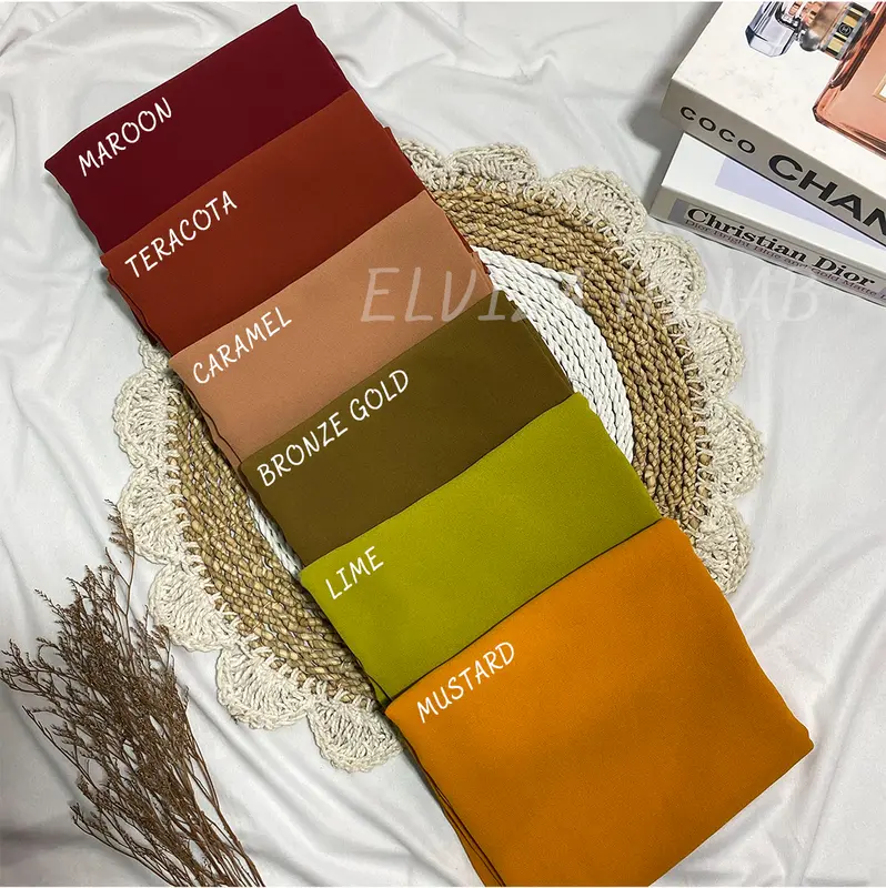 Elviza - Jilbab Pashmina Ceruty Tali Babydoll/Pashmina Tali syal instan Kerudung Muslim 3