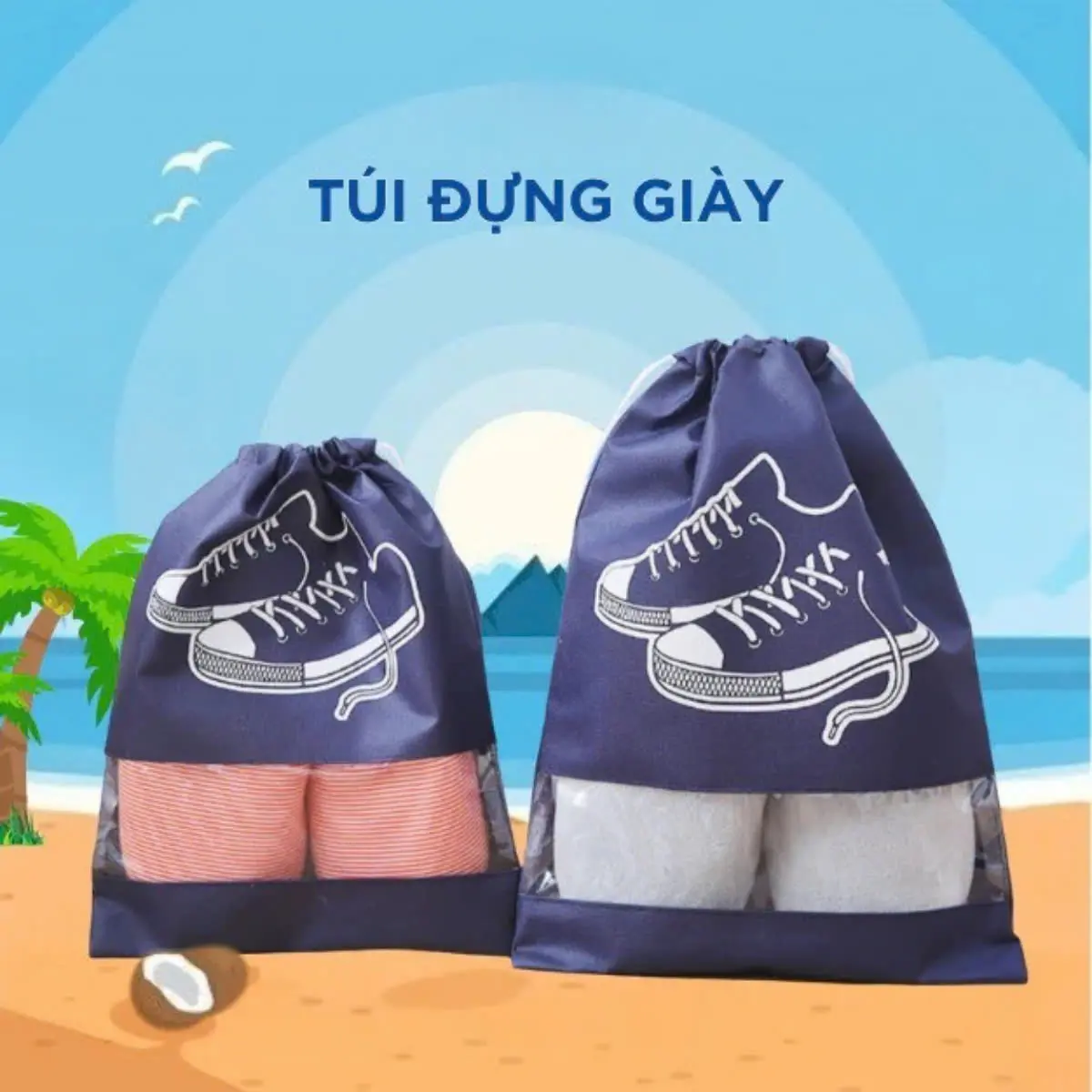 Túi Đựng Giày Hoạ Tiết Chống Bẩn Đi Du Lịch Tiện Lợi XIMO Bảo Vệ Giày (TDG01) Nhung Bag Nam