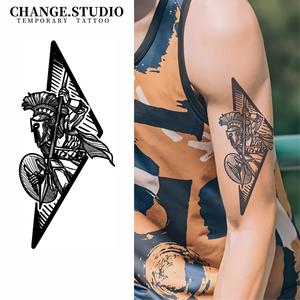 รอยสักชั่วคราว ดีไซน์นักรบสปาร์ตัน ติดทนนาน 15 วัน กันน้ำ ไม่กลัวแรงเสียดทาน สติ๊กเกอร์รอยสัก