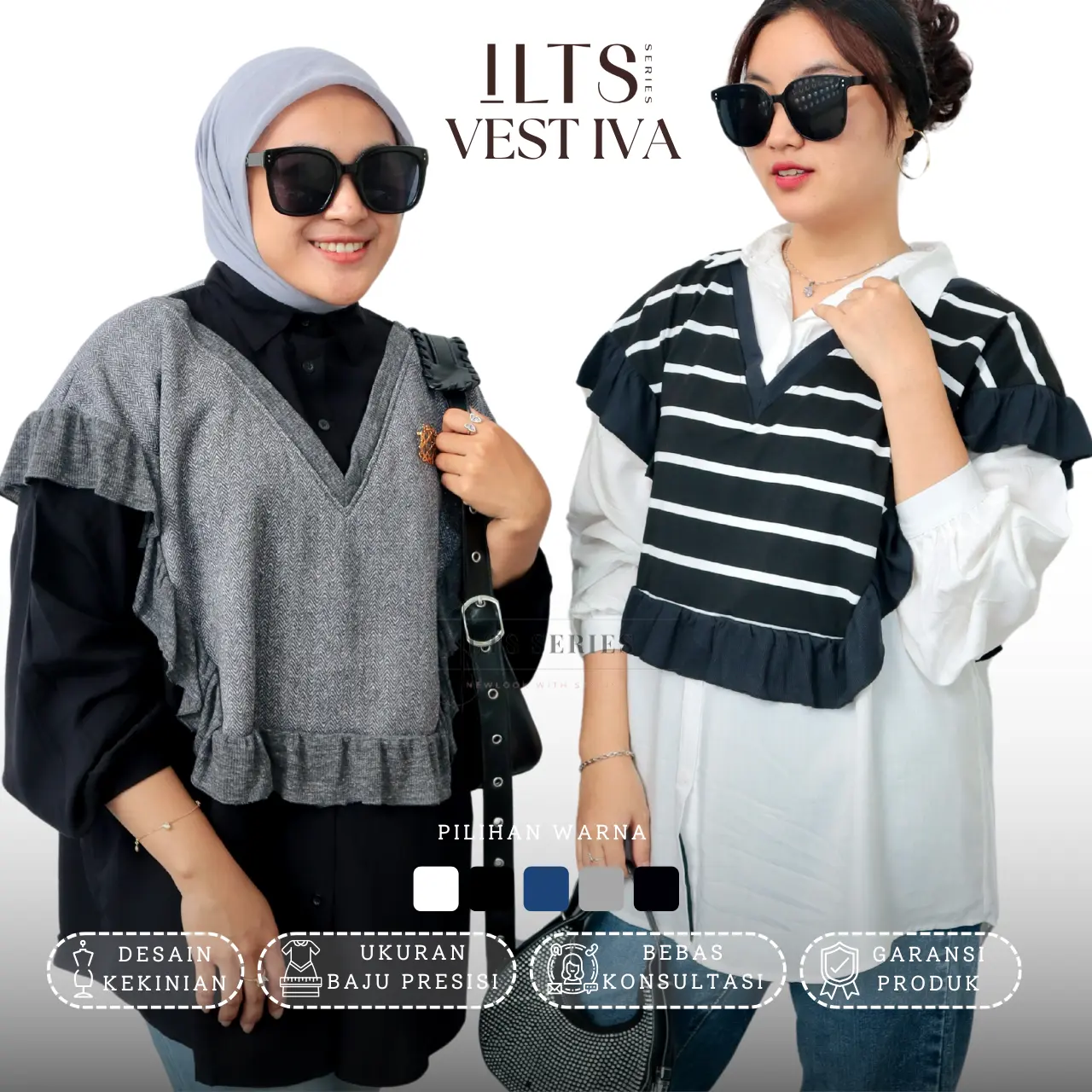 ILTS Baju Atasan Wanita Terbaru Vest  Rompi Iva Bahan Rayon Kekinian