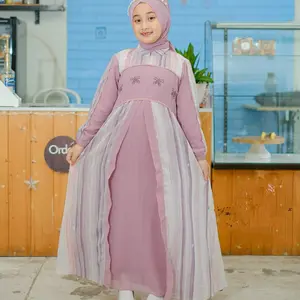 Gamis Set Anak Perempuan // Angela Set // Dress Ceruty Babydoll mix Mote Swarovsky // Ceruty Babydoll Pasmina