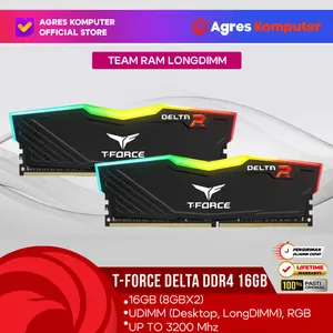 TEAM T-FORCE DELTA RAM LONGDIMM DDR4 16GB (8GBX2) 3200MHZ RGB BLACK