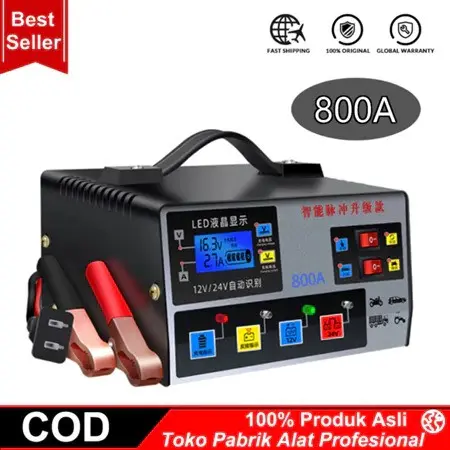 Charger Aki Otomatis 800A Smart Intelligent Auto Repair Daya 12 Volt 24 Volt Car Kabel
