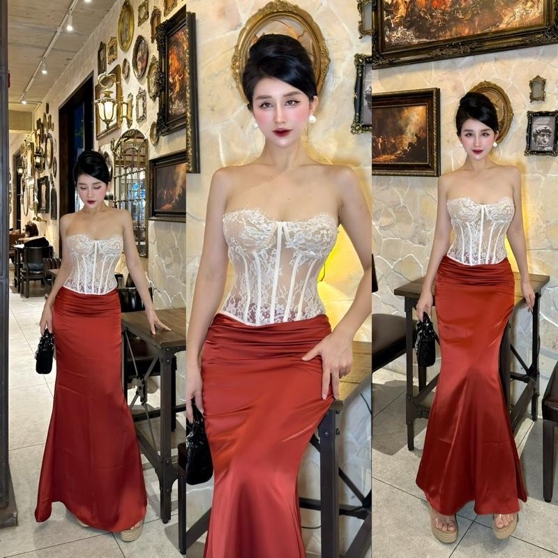  Áo cúp ren dáng corset có gọng siết eo nâng v1 hàng ren mi cao cấp. Áo lên dáng rất đẹp định hình eo hack eo nhỏ chất vải ren mi cao cấp may 2 lớp gợi cảm sexy phối quần loe quần xuông jean xuông lụa hay quần short đều rất là sang.Eo dưới 66cm 