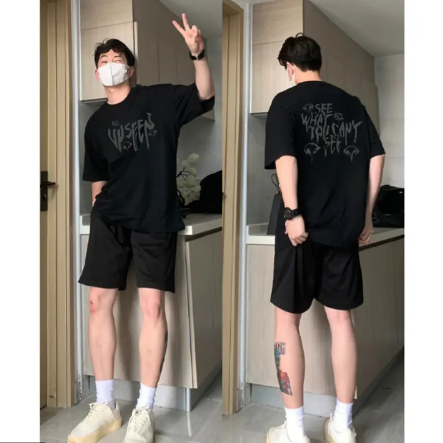 T-shirt Atasan Baju Kaos Oversize Pria Hitam Lengan Pendek Dewasa Distro Katun Combed Cowok C713