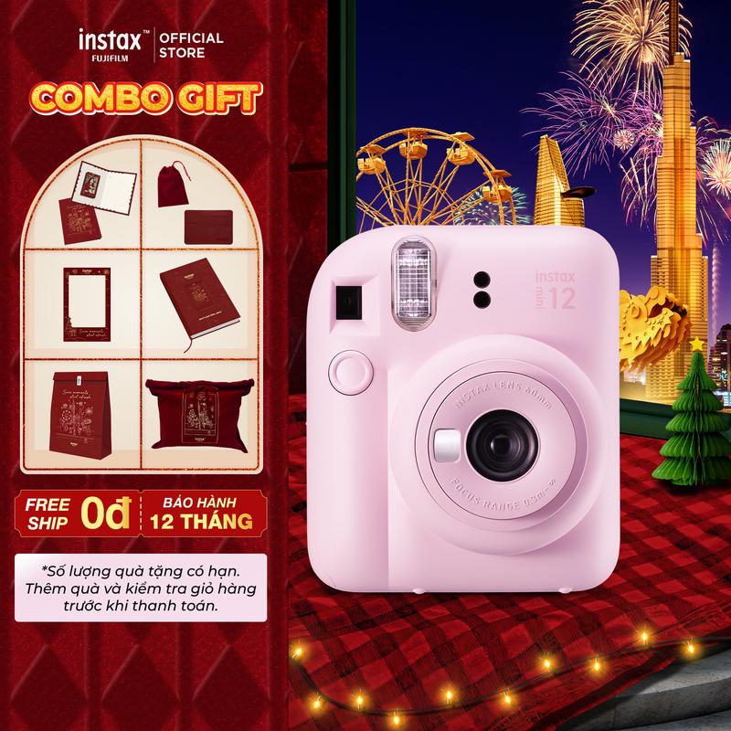 GIFT BOX Máy Ảnh Chụp Lấy Liền Fujifilm Instax Mini 12 - Bảo Hành 1 Năm - Combo Full Phụ Kiện