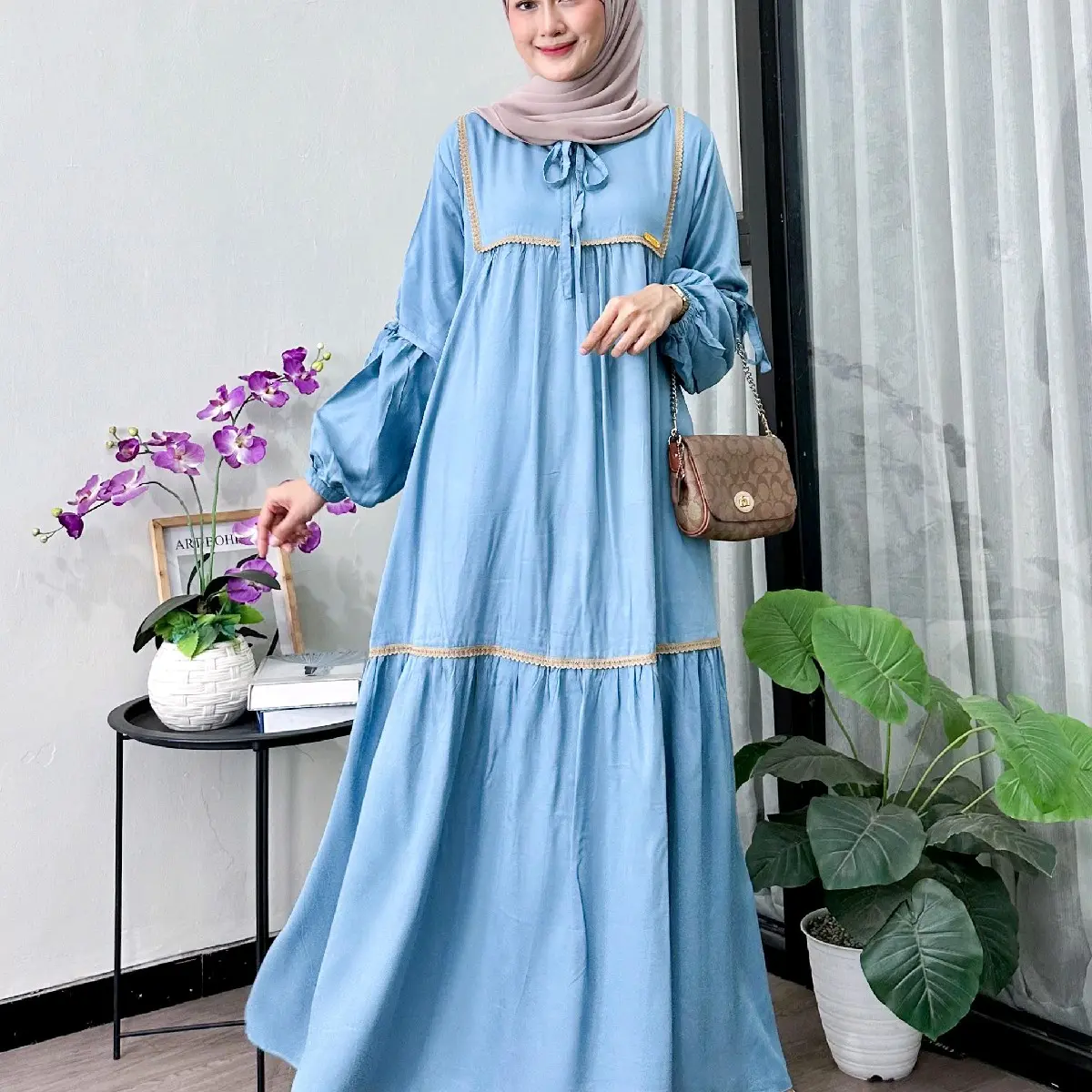 gamis rayon twill renda premium