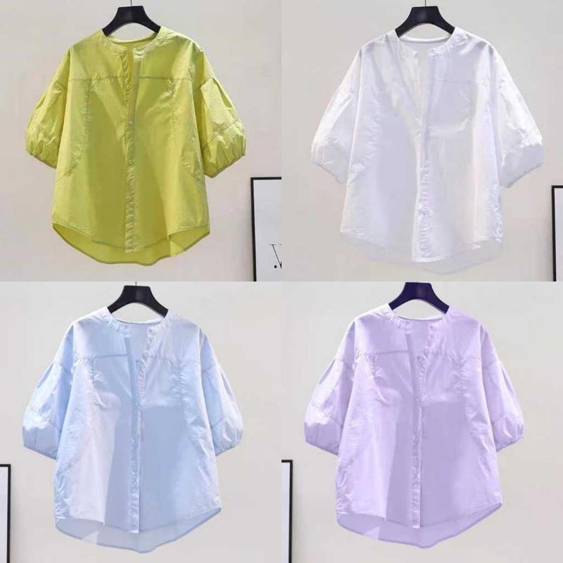Product Introduction of NANDO KEMEJA KASUAL WANITA LENGAN BALON 3/4 BAHAN KATUN POPLIN PREMIUM KUALITAS IMPORT 8181 12