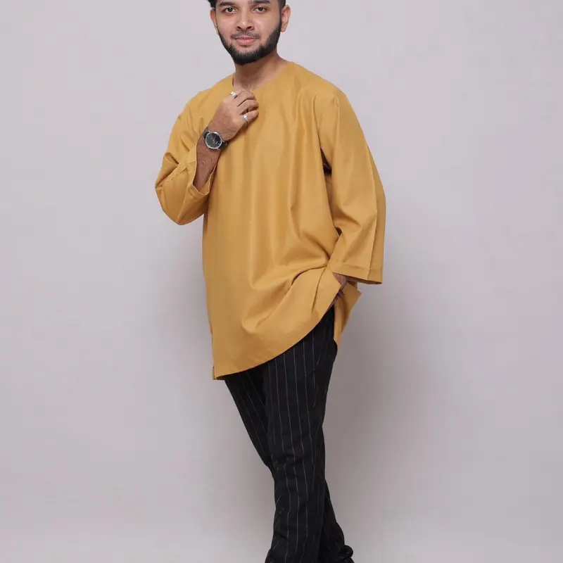 NEW Kurta Ahmed Cotton Silk Men Collection 3/4 Sleeves