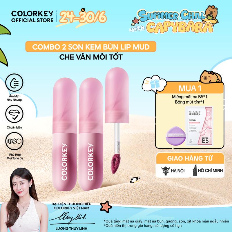 [ĐỘC QUYỀN LIVE] COMBO 2 SON bùn mousse COLORKEY với lớp nhung finish trendy tạo cảm giác quyến rũ 2g/son x2