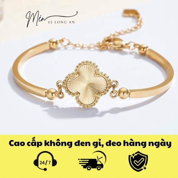 Vòng Tay Cao Cấp Cỏ 4 lá may mắn, phụ kiện trang sức thép titan mạ 18k. Không đen, gỉ, phai màu TS